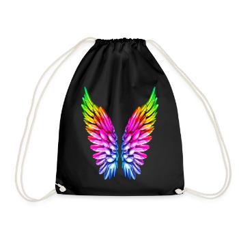 LGBT Regenbogen Engelsflügel Gay Lesbisch Queer - Turnbeutel - Schwarz - Vorne