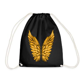 Angel Wings Gold Golden Wings Angel Angel Wings - Drawstring Bag - black - Front