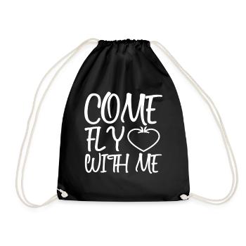 plane - Drawstring Bag - black - Front