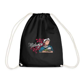 Midwife gift - Drawstring Bag - black - Front