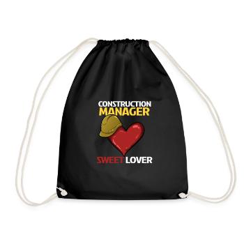 Construction Worker Heart Love Design - Drawstring Bag - black - Front
