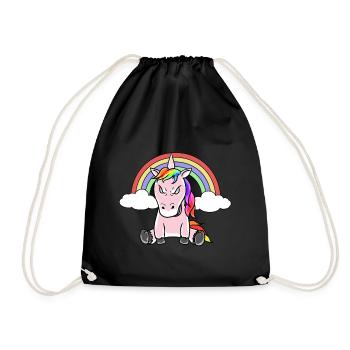 Einhorn Einhörner Fantasy Grimmig Böse Fabelwesen - Turnbeutel - Schwarz - Vorne