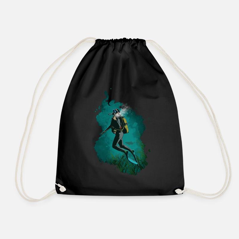 diving - Drawstring Bag - black