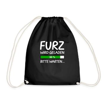 Furz Laden 90% Blähungen Blähung Furzen Lustig - Turnbeutel - Schwarz - Vorne