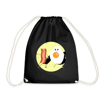 Speck Bacon Ei Lecker Lustig Essen Freunde - Turnbeutel - Schwarz - Vorne
