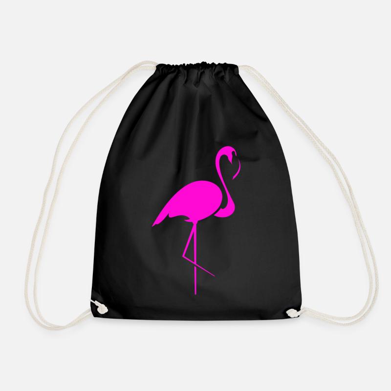 flamingo - Drawstring Bag - black