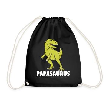 Dinosaurier Dino T-Rex Papa Vater Papi Geschenk - Turnbeutel - Schwarz - Vorne