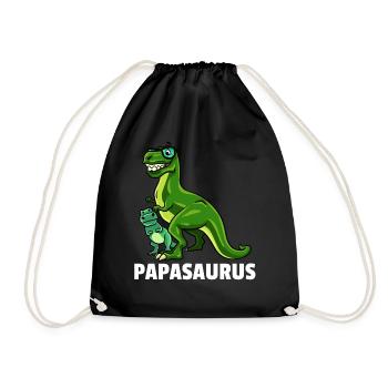 Dinosaurier Dino T-Rex Papa Vater Papi Geschenk - Turnbeutel - Schwarz - Vorne