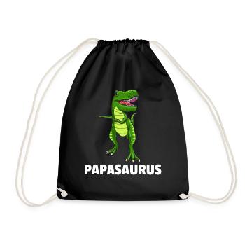Dinosaurier Dino T-Rex Papa Vater Papi Geschenk - Turnbeutel - Schwarz - Vorne