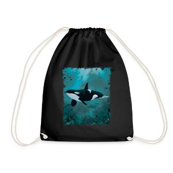 Großer Schwertwal Vintage Orca Wasser Geschenk - Turnbeutel - Schwarz - Vorne