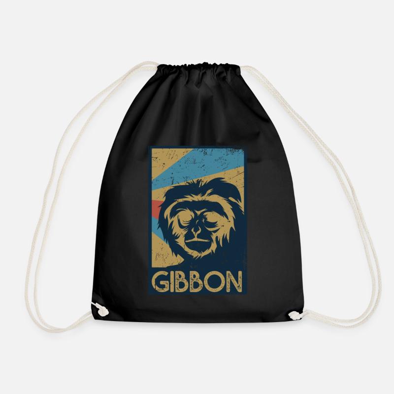 gibbon - Drawstring Bag - black