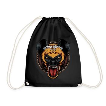 Cool Hyena Head Spotted Hyena Wildlife Gift Idea - Drawstring Bag - black - Front
