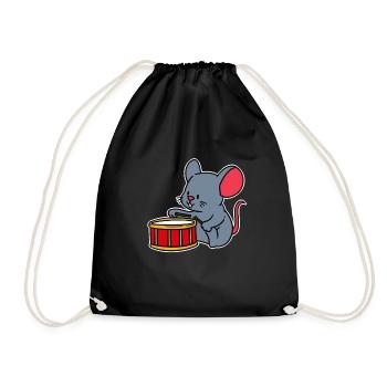 Baby Child Kids Drum Mouse Music Gift Sweet - Drawstring Bag - black - Front