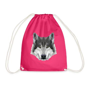 POLYGON WOLF WOLVES HUSKY PACK DOG PACK PACK - Drawstring Bag - fuchsia - Front