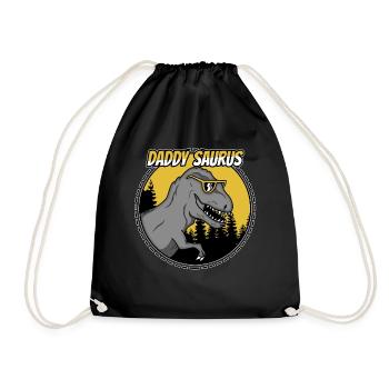Father's Day Dad Daddy TRex T-Rex dinosaur gift - Drawstring Bag - black - Front