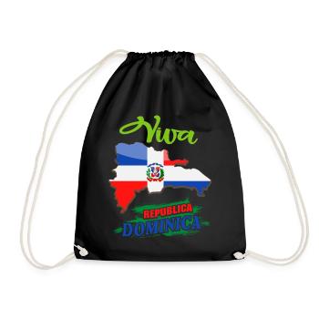 Dominican Republic Flag Design - Drawstring Bag - black - Front