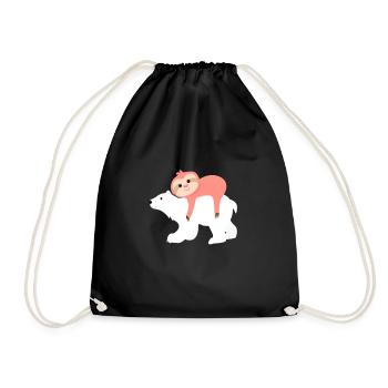 Paresseux Ours polaire Ours Dormir Couché fatigué - Sac de sport léger - noir - Devant