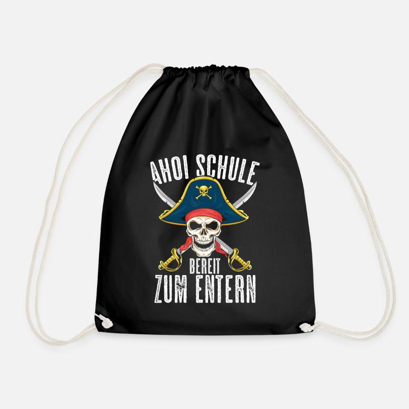 Piraten Schulkind Schulanfang Einschulung Geschenk - Turnbeutel - Schwarz