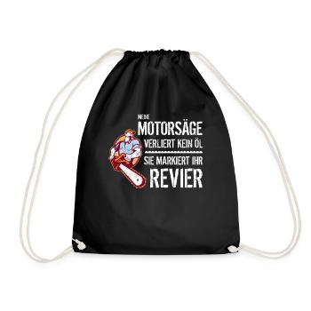 Witziges Motorsägen T-Shirt - Turnbeutel - Schwarz - Vorne