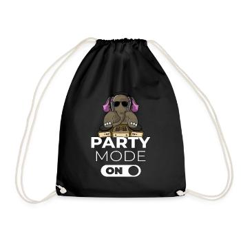 Party Elefant DJ Disc Jockey Geschenk - Turnbeutel - Schwarz - Vorne