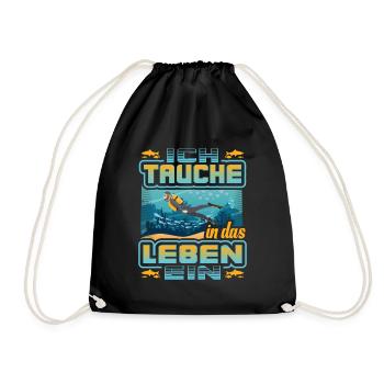 Taucher, Tauchen, Dive, Diving - Turnbeutel - Schwarz - Vorne