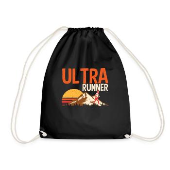 Ultra Marathon Läufer Retro Wettkampf Geschenk - Turnbeutel - Schwarz - Vorne