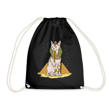 Egyptian Sphynx Cat God Ancient Egypt Mythology - Drawstring Bag - black - Front