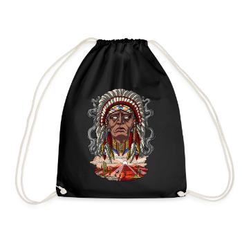 Indianischer Häuptling Kopfschmuck - Turnbeutel - Schwarz - Vorne
