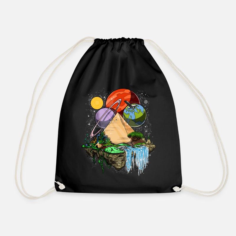 Egyptian Pyramids Space Aliens Ancient Conspiracy - Drawstring Bag - black