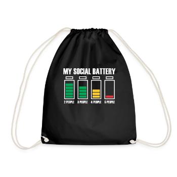 Introvertiert Social Battery Geschenkidee - Turnbeutel - Schwarz - Vorne