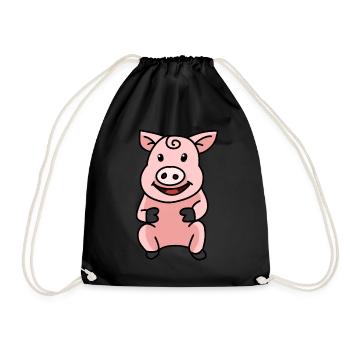 Pig Sow Pigs Animals Farm Animal - Drawstring Bag - black - Front