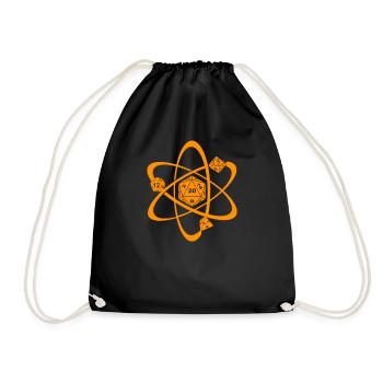 RPG Cube Dice Dragons Atom orange Design Gifts - Drawstring Bag - black - Front