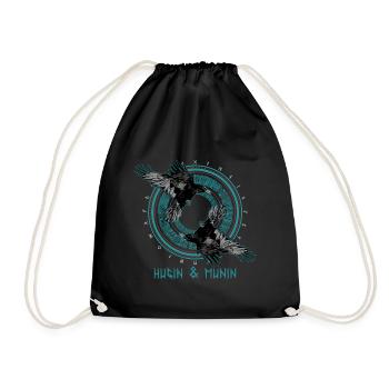 Hugin et Munin Ravens Odin Mythologie nordique - Sac de sport léger - noir - Devant