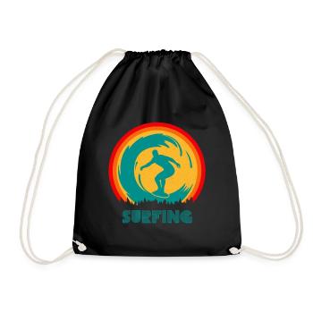 Surfen Surfer Surf retro 60er - Turnbeutel - Schwarz - Vorne