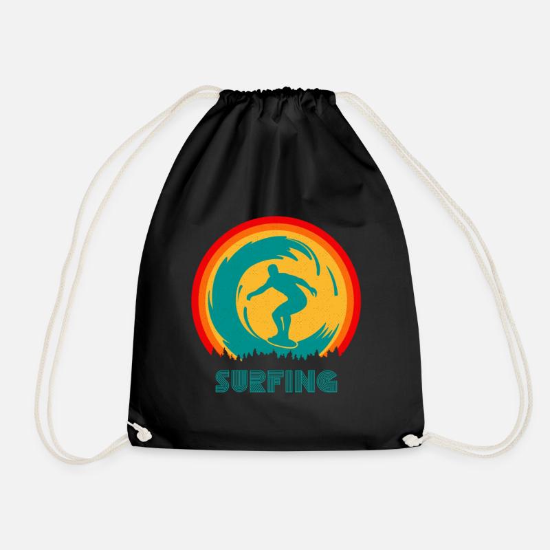 Surfen Surfer Surf retro 60er - Turnbeutel - Schwarz