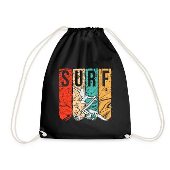 Surfen Surfer Surf Bunt - Turnbeutel - Schwarz - Vorne