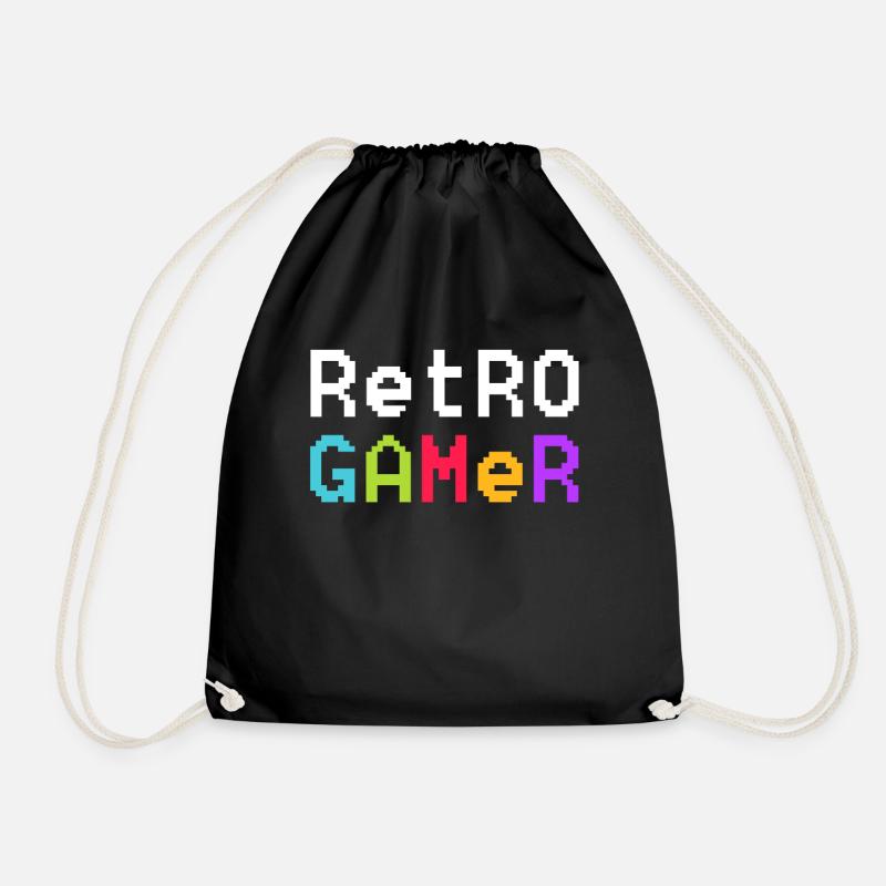 Retro Gamer - Drawstring Bag - black