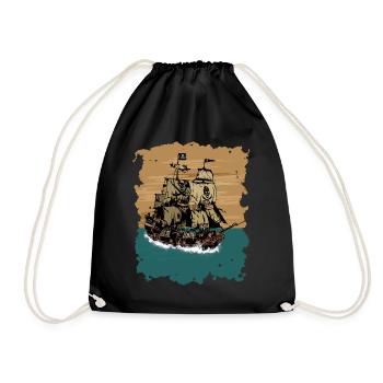 Piratenschiff - Turnbeutel - Schwarz - Vorne