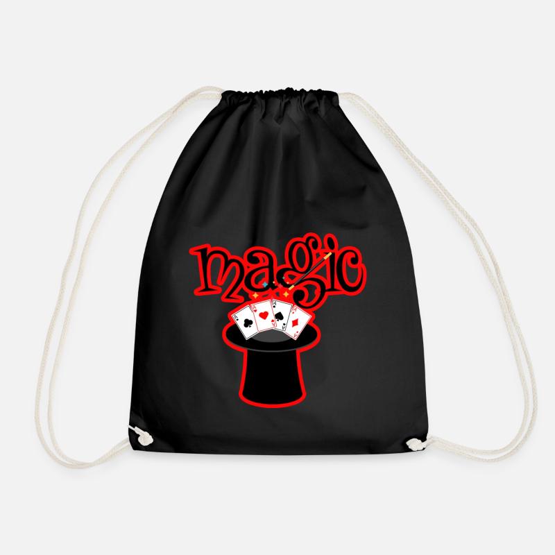 MAGIC magician with magic tricks - Drawstring Bag - black
