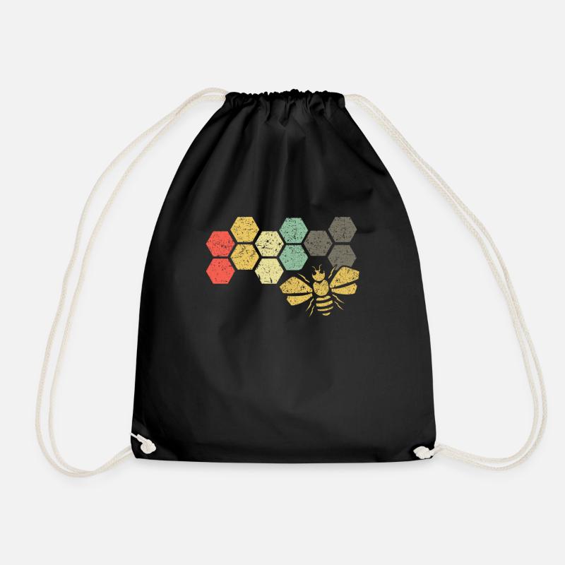 Bee bee beekeeper nature conservation retro colorful gift - Drawstring Bag - black