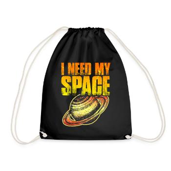 Cooles Saturn Design - Turnbeutel - Schwarz - Vorne