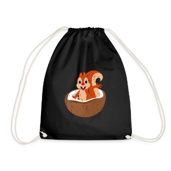 Squirrel and Nut Hazelnut Tree Nut Acorn - Drawstring Bag - black - Front