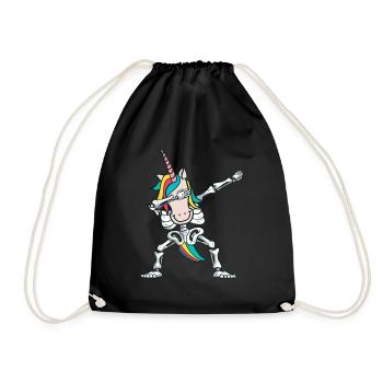 unicorn dabbing skelett - Turnbeutel - Schwarz - Vorne
