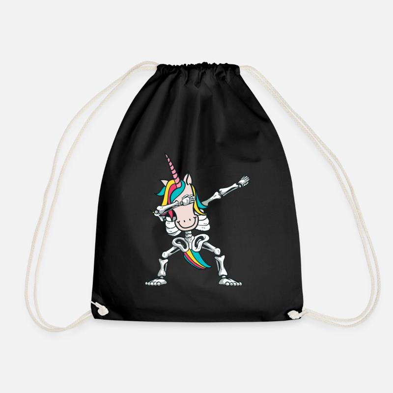 unicorn dabbing skelett - Turnbeutel - Schwarz