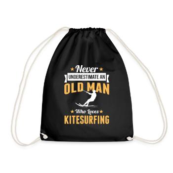 Opa Kitesurfer Kitesurfen Sport - Turnbeutel - Schwarz - Vorne
