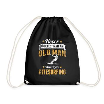 Alter Mann Kitesurfen Kitesurfer - Turnbeutel - Schwarz - Vorne