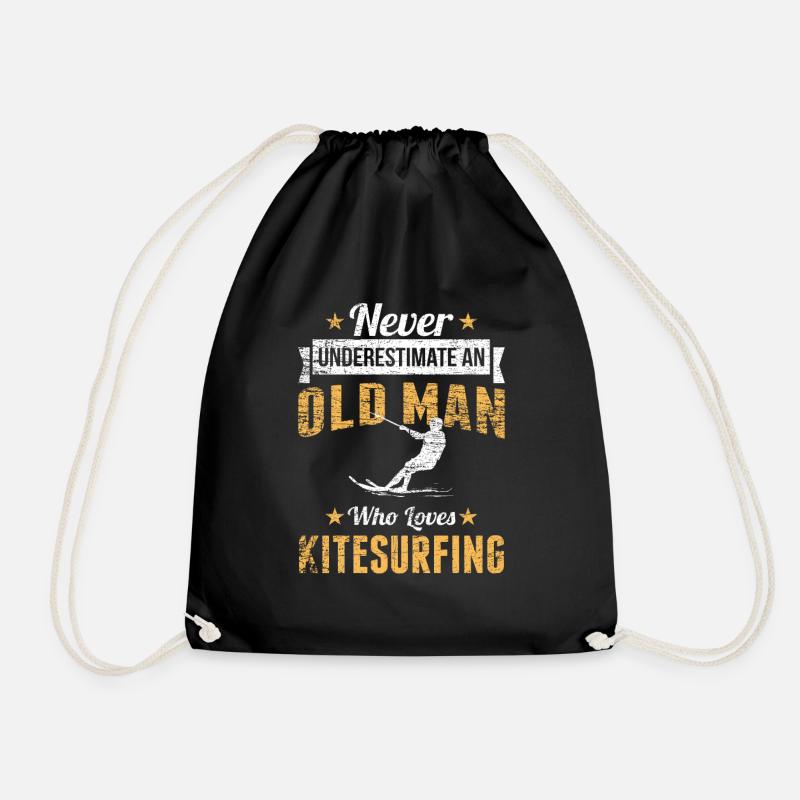 Alter Mann Kitesurfen Kitesurfer - Turnbeutel - Schwarz