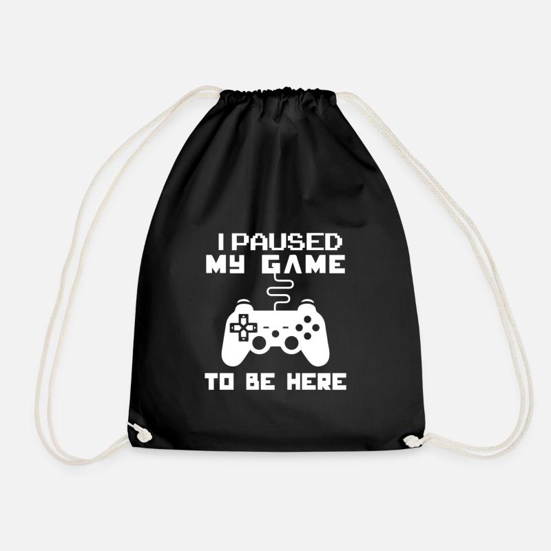 I paused my game to be here - Drawstring Bag - black