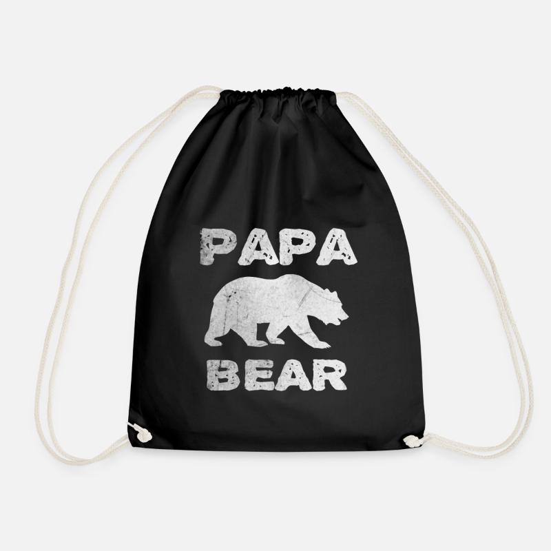 Papa Bär - Geschenk Vatertag oder Geburtstag - Turnbeutel - Schwarz