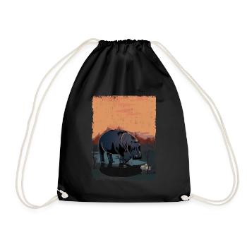 hippo - Drawstring Bag - black - Front